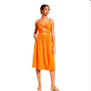 NWT Linen Blend Cut Out Midi Dress Fe Noel x Target Orange Midi Sun Dress 2X